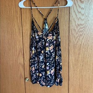 Black Floral Tank Top